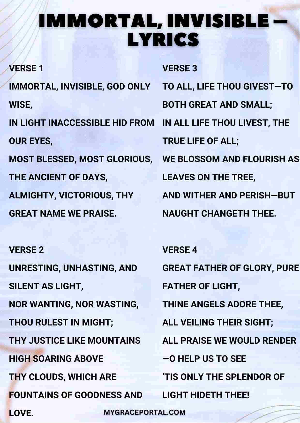 Image of Immortal, Invisible – Lyrics